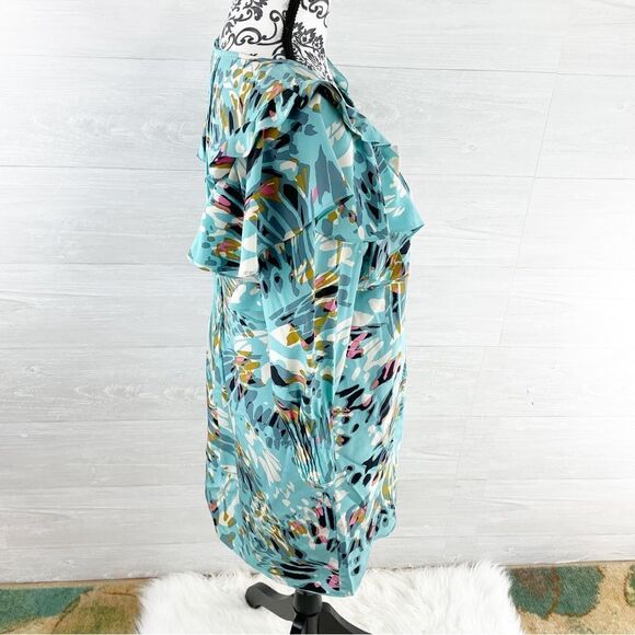 Tibi Alea Splatter Floral Ruffle Silk Midi Dress - Picture 6 of 10